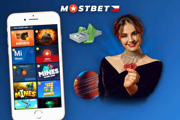 Mostbet Mines herní panel se sázkou 50 CZK a posuvníkem počtu min nastaveným na 3