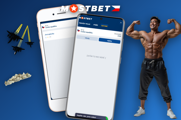 Mostbet mobilní aplikace s otevřenou pokladnou a tlačítkem výběru výher